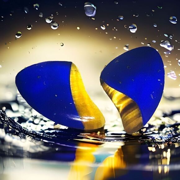 Pair of Lapis and Tiger Eye Clip Back Earrings